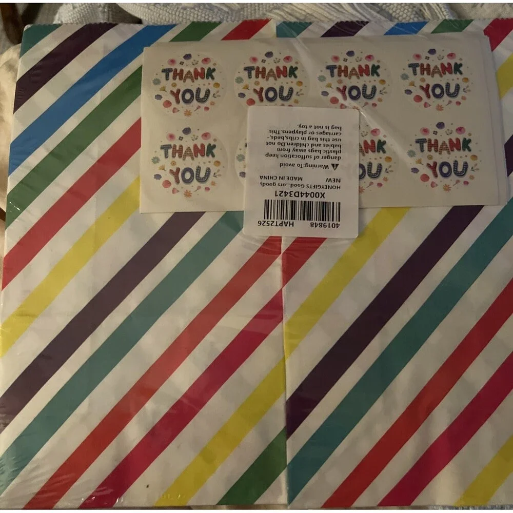 36 Packs Party Bags Colorful Stripe Paper Gift Treat Candy Bags Party Favors